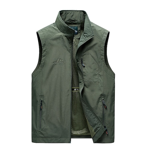 

Men's Vest Gilet Breathable Outdoor Street Daily Zipper Stand Collar Casual Jacket Outerwear Plain Pocket Blue Army Green Khaki / Spring / Fall / Sleeveless