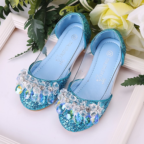 

Girls' Flats Glitters PU Wedding Glitter Crystal Sequined Jeweled Little Kids(4-7ys) Big Kids(7years ) Wedding Party Party & Evening Rhinestone Blue Pink Silver Fall Summer