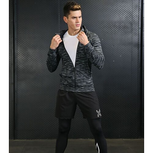 

Men's Activewear Set Workout Outfits Athletic Winter Long Sleeve Spandex Reflective Breathable Quick Dry Fitness Running Jogging Sportswear Activewear Black Blue Grey