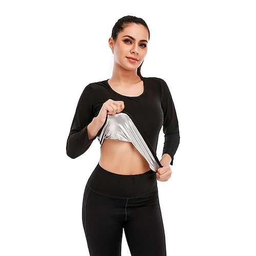 

Long Sleeve Shirt Sweat Shapewear Sports Yoga Fitness Gym Workout Stretchy Weight Loss Hot Sweat Fat Burning For Women Waist Arm / Adults'