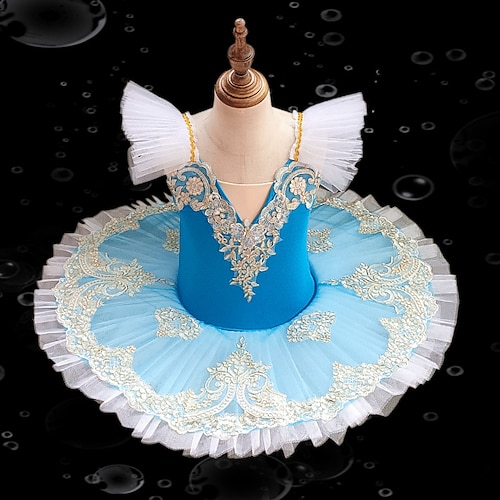 

Kids' Dancewear Ballet Tutu Dress Dress Lace Embroidery Splicing Girls' Training Performance Cap Sleeve High Mesh Spandex