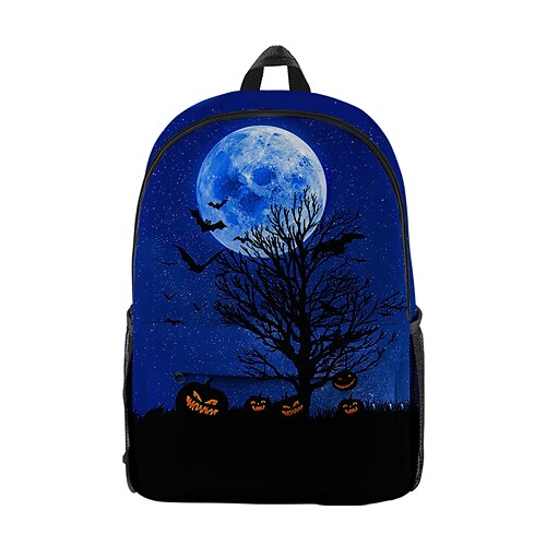 

Unisex Oxford Cloth 300D School Bag Commuter Backpack Large Capacity Breathable Zipper Tiered Striped Halloween School Daily Dark Blue