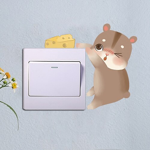 

cute hamster switch stickers wall stickers living room bedroom warm creative socket small fresh decorative stickers self-adhesive painting