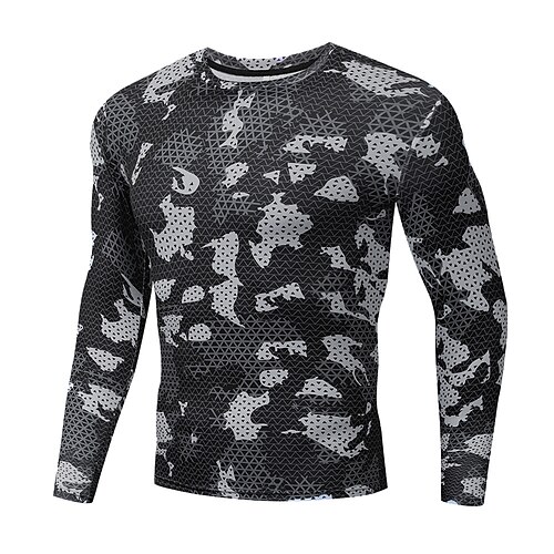 

Men's Hunting T-shirt Tee shirt Camo / Camouflage Long Sleeve Outdoor Fall Spring Summer Quick Dry Breathability Wearable Soft Polyester Blue