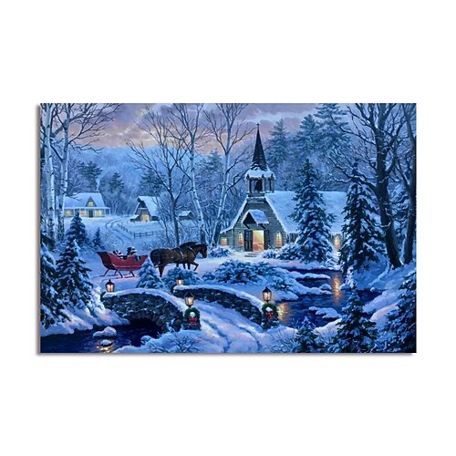 

Art mural de noël impressions sur toile peinture oeuvre photo paysage de noël décoration de la maison décor toile roulée sans cadre sans cadre non étiré