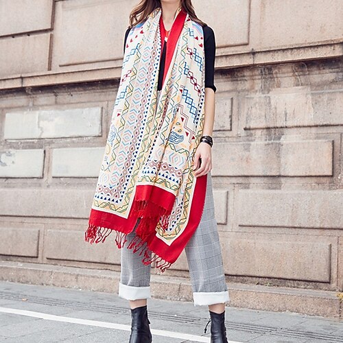 

Long Sleeve Elegant Woolen Wedding Party / Tea Party Women's Wrap With Tassel / Pattern / Print