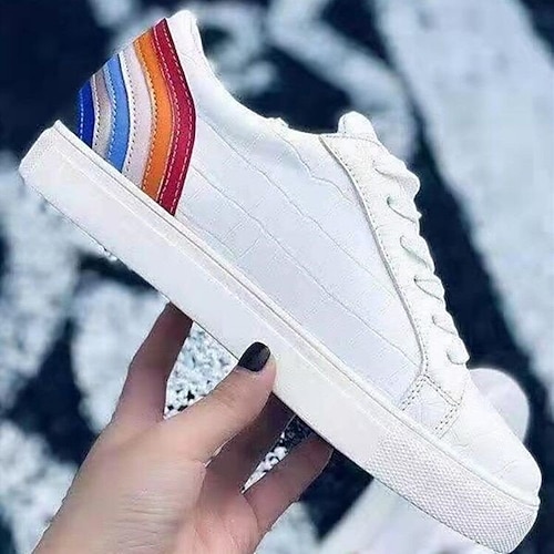 

Per donna Scarpe da ginnastica Taglie forti Scarpe bianche Punta tonda Footing PU Tinta unita Tessuto almond Nero Bianco