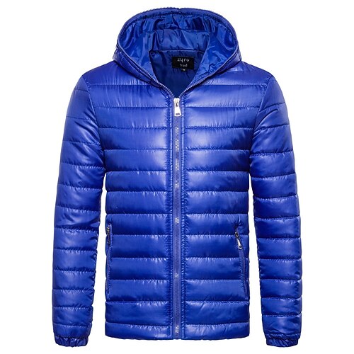 

Men's Hoodie Jacket Sports Puffer Jacket Padded Hiking jacket Winter Outdoor Thermal Warm Windproof Breathable Lightweight Windbreaker Winter Jacket Trench Coat Fishing Climbing Running Blue Purple