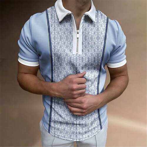 

Per uomo POLO Camicia da golf Golf Geometria Colletto Blu Esterno Strada Manica corta Cerniera Stampa Abbigliamento Di tendenza Abbigliamento sportivo Informale Comodo / Estate / Estate