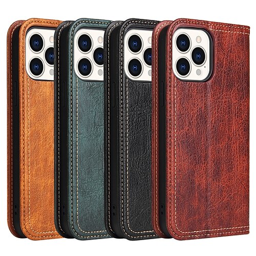 

Phone Case For Apple Full Body Case Leather iPhone 13 iPhone 13 Pro Max iPhone 13 Mini iPhone 13 Pro Card Holder Shockproof Dustproof Solid Colored Genuine Leather