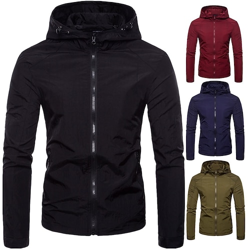 

Men's Hoodie Jacket Hiking Jacket Hiking Windbreaker Outdoor Thermal Warm Windproof Lightweight Breathable Outerwear Trench Coat Top Fishing Climbing Running 30#black 61# Army Green 40#red 74#Navy