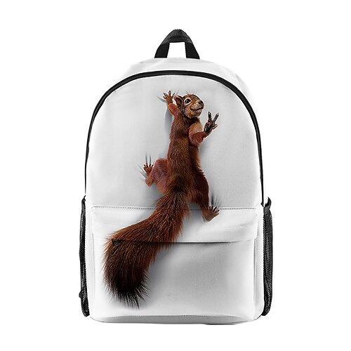 

Unisex School Bag Commuter Backpack 3D Oxford Cloth 300D 3D Print Squirrel Animal Large Capacity Breathable Zipper Tiered School Daily White