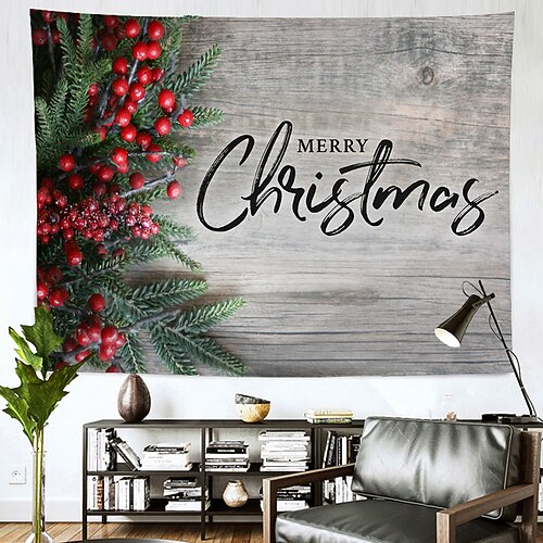 

Christmas Santa Claus Holiday Party Wall Tapestry Photography Background Art Decor Blanket Hanging Bedroom Living Room Decoration Tree Snowman Elk Snowflake Candle Gift Fireplace