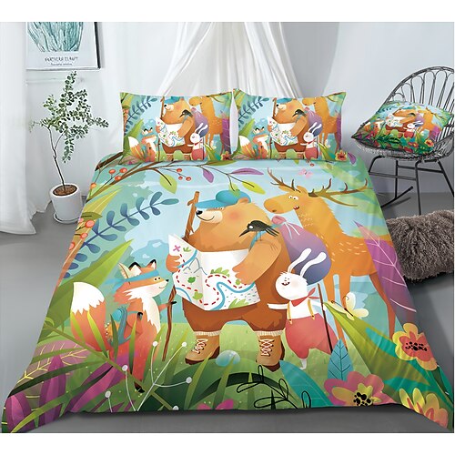 

Print Home Bedding Duvet Cover Sets Soft Microfiber For Kids Teens Adults Bedroom Animals Cartoon 1 Duvet Cover 1/2 Pillowcase Shams
