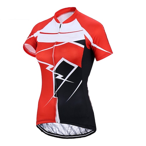 

CAWANFLY Women's Cycling Jersey Short Sleeve Bike Tracksuit Jersey Top with 3 Rear Pockets Road Bike Cycling Cycling Breathable Quick Dry Front Zipper Red White Polyester Sports Clothing Apparel
