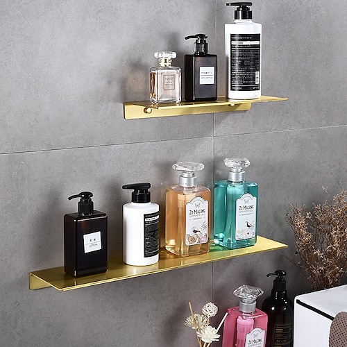 

Bathroom Shelf,Wall Mounted Golden Bathroom Hardware Storage Space Aluminum Shower Shelf(30cm-50cm)