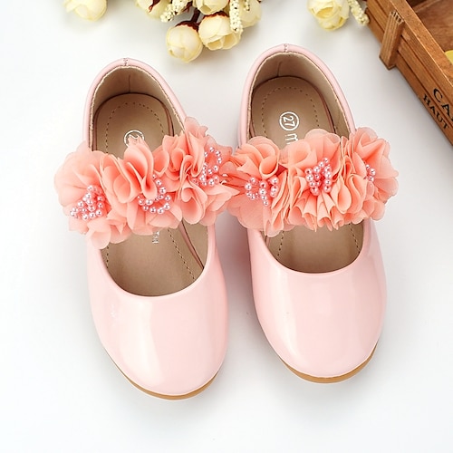 

Girls' Flats Flower Girl Shoes Patent Leather Wedding Dress Shoes Toddler(9m-4ys) Little Kids(4-7ys) Wedding Party Party & Evening Pearl Flower Light Pink White Fall Spring