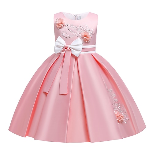 

Kids Little Girls' Dress 3-10 Years Jacquard Party Special Occasion Bow Blue Blushing Pink Red Above Knee Sleeveless Princess Cute Dresses Children's Day Fall Winter Slim / Spring / Summer