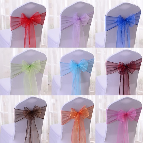 

Set of 10 PCS Christmas Gifts Ideas Organza Banquet Chair Sash Sashes Bows Ties Back for Wedding Reception Events Banquets Chairs Decoration 27515cm/1086inch
