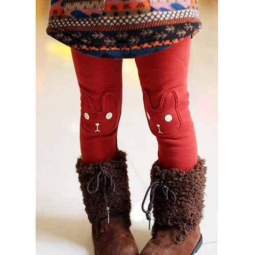 

Kids Girls' Leggings Animal Active Cotton 3-8 Years Winter Red Gray