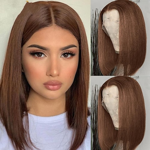 

13x4 Lace Front Wig For Black Women Brown Color Closure Lace Wigs Brazilian Human Hair Wigs Hair Wigs For Daily Party