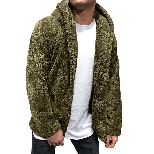 

Men's Winter Jacket Winter Coat Sherpa jacket Fleece Jacket Polar Fleece Thermal Warm Breathable Outdoor Street Daily Zipper Hoodie Sporty Casual Jacket Outerwear Solid Color Pocket Green Black Navy