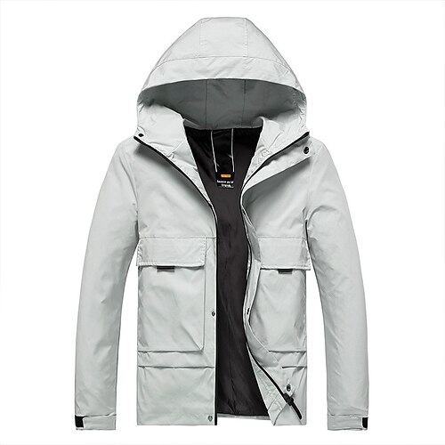 

Men's Boys' Hoodie Jacket Hiking Jacket Hiking Windbreaker Outdoor Thermal Warm Windproof Breathable Lightweight Outerwear Trench Coat Top Skiing Fishing Climbing Grey Black