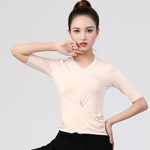 

Ballroom Dance Activewear Top Solid Women's Training Performance Short Sleeve Modal