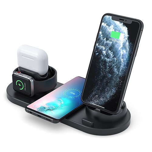 

Wireless Charger 10 W Output Power Wireless Charging Station CE Certified Fast Wireless Charging 4 in 1 For Apple Watch iPhone 13/13 mini / 13 Pro / 13 Pro Max Samsung Galaxy S22 / S21 AirPods