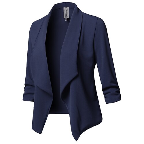 

Women's Blazer Office / Career WorkWear Outdoor Fall Spring Summer Regular Coat V Neck Slim Work Casual St. Patrick's Day Jacket Long Sleeve Solid Color Basic Navy Wine Red Green