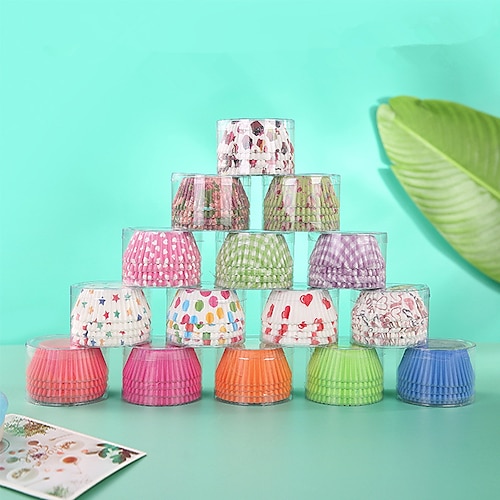 

100Pcs Rainbow Cupcake Paper Liners Muffin Cases Cup Cake Topper Baking Tray Kitchen Accessories Pastry Decoration Tools