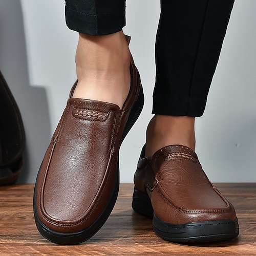 

Men's Loafers & Slip-Ons Leather Shoes Comfort Loafers Leather Loafers Business Casual Classic Daily Party & Evening Leather Nappa Leather Non-slipping Shock Absorbing Wear Proof Black Brown Winter