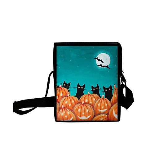 

Unisex Bags Oxford Cloth Crossbody Bag Zipper Cartoon Halloween Daily Outdoor 3D Print Sky Blue