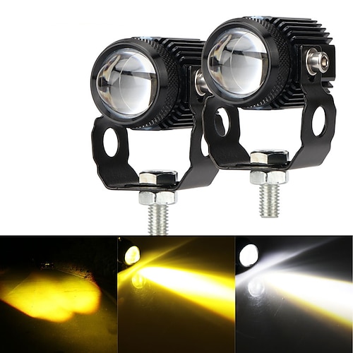 

2pcs/set Motorcycle Headlight Projector Lens Dual Color ATV Scooter Driving for Racer far and near Auxiliary Spotlight Lamp fog light