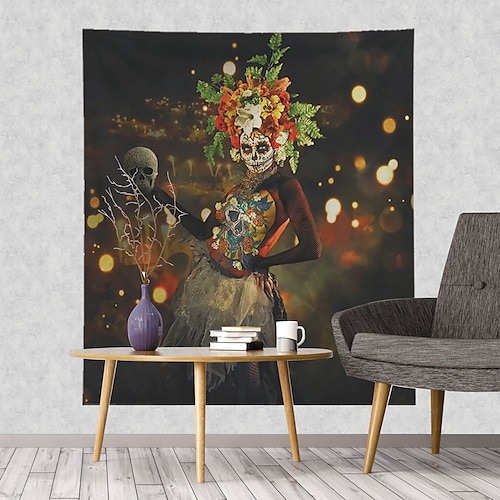 

El Día de los Muertos Wall Tapestry Art Decor Blanket Curtain Hanging Home Bedroom Living Room Decoration Polyester Day of The Dead