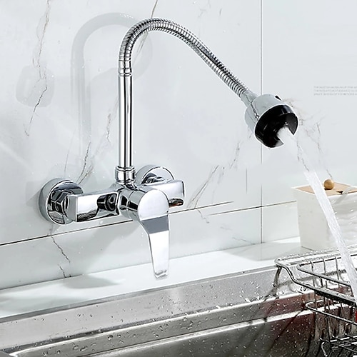 

Kitchen Faucet - Single Handle One Hole Chrome Standard Spout Centerset Contemporary Kitchen Taps
