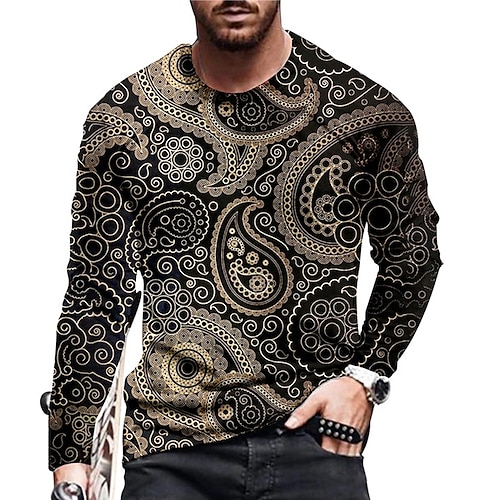 

Hombre Unisexo Camiseta Tribal Estampados Cuello Barco Negro Impresión 3D Diario Festivos Manga Larga Estampado Ropa Design Casual Grande y alto