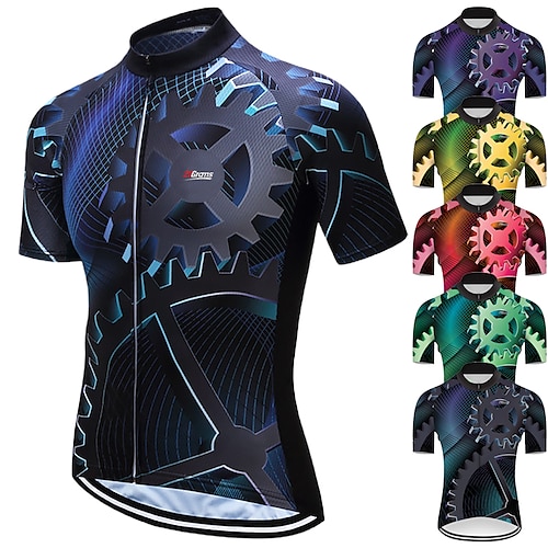 

21Grams Men's Cycling Jersey Short Sleeve Bike Jersey Top with 3 Rear Pockets Mountain Bike MTB Road Bike Cycling Sunscreen Fast Dry Moisture Wicking Back Pocket Black Green Purple Graphic Sports