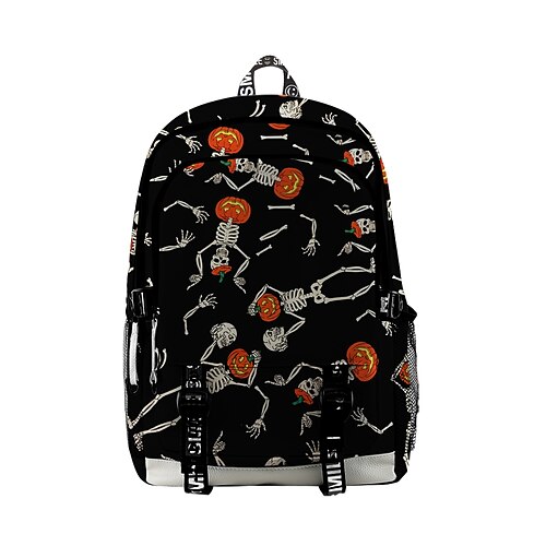 

Unisex Oxford Cloth 300D School Bag Commuter Backpack 3D Large Capacity Zipper Cartoon 3D Print Halloween Halloween School Daily Black