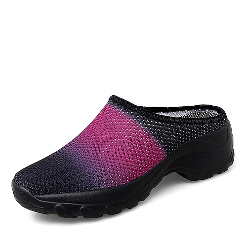 

Women's Clogs & Mules Clogs Daily Sporty Mules Wedge Heel Round Toe Tissage Volant Loafer Solid Colored Black / White Black Rosy Pink