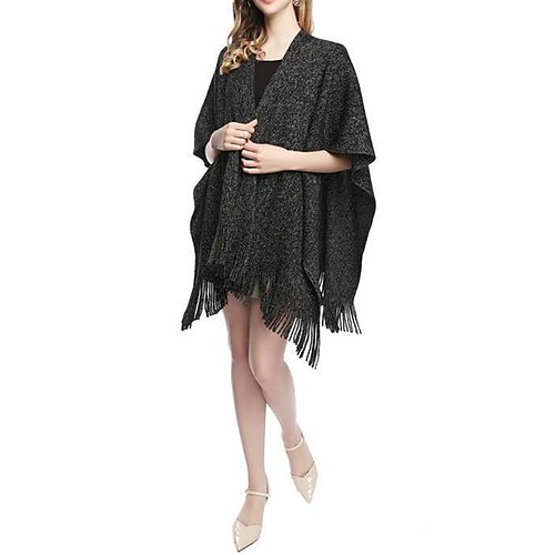 

Half Sleeve Elegant Woolen Wedding Party / Tea Party Women's Wrap With Tassel