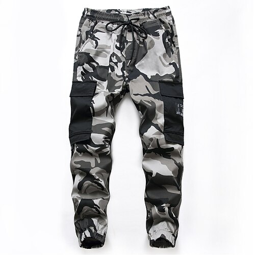 

Kids Boys Pants Camouflage Basic Drawstring Cotton 5-13 Years Fall Gray