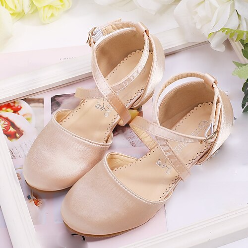 

Girls' Heels Daily Heel Flower Girl Shoes Satin Big Kids(7years ) Little Kids(4-7ys) School Party Daily Walking Shoes Dancing Buckle Champagne Ivory Fall Summer / TPR (Thermoplastic Rubber)