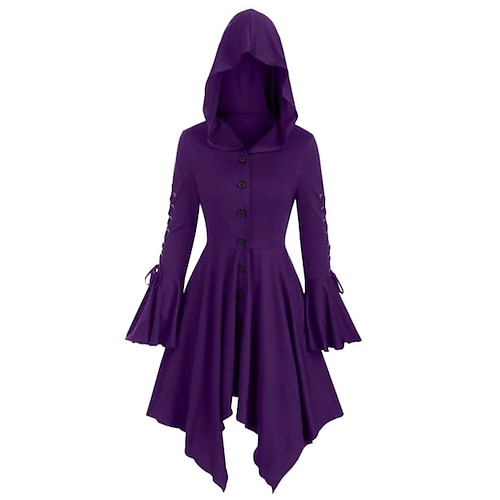 

Women's Coat Cloak / Capes Hoodie Jacket Street Daily Fall Winter Long Coat Regular Fit Warm Streetwear Casual St. Patrick's Day Jacket Long Sleeve Solid Color Pleated Green Black Purple