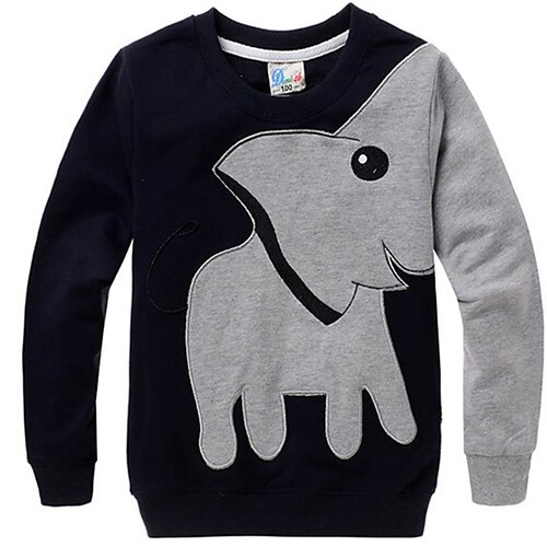 

Kids Boys' Sweatshirt Long Sleeve Green Black Cartoon Elephant Animal Cotton Indoor Outdoor Active Basic 3-8 Years / Fall