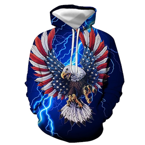 

Men's Hoodie Pullover Hoodie Sweatshirt Blue Royal Blue Navy Blue Light Blue Hooded Graphic Eagle Print Casual Daily 3D Print Streetwear Casual Spring & Fall Clothing Apparel Hoodies Sweatshirts