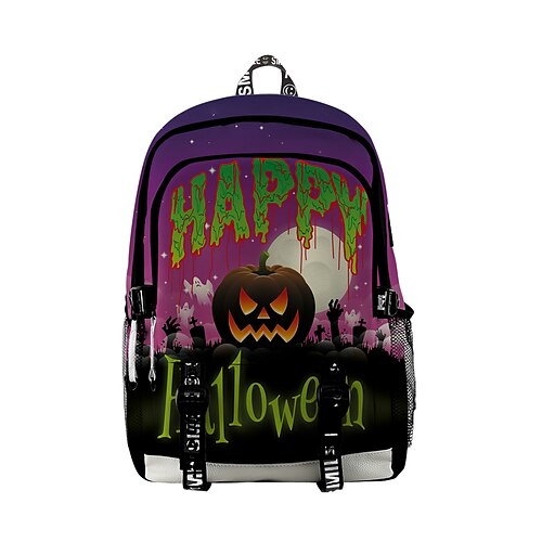 

Unisex Oxford Cloth 300D School Bag Commuter Backpack Large Capacity Zipper Halloween Halloween School Daily Purple