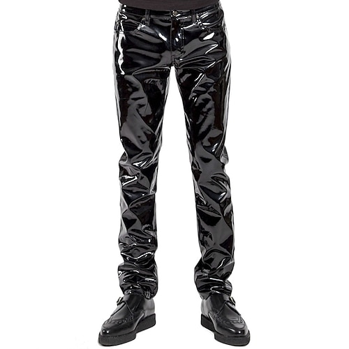 Off White Leather Pants Men - Slim Fit Faux Leather Pants