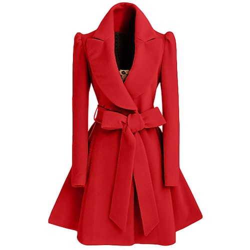 

Women's Coat Party Daily Valentine's Day Fall Winter Long Coat Regular Fit Warm Elegant Casual Jacket Long Sleeve Solid Color Quilted Black Red Beige