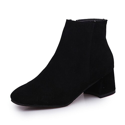 

Women's Boots Booties Ankle Boots Chunky Heel Pointed Toe Rubber Zipper Solid Colored Camel Almond Black